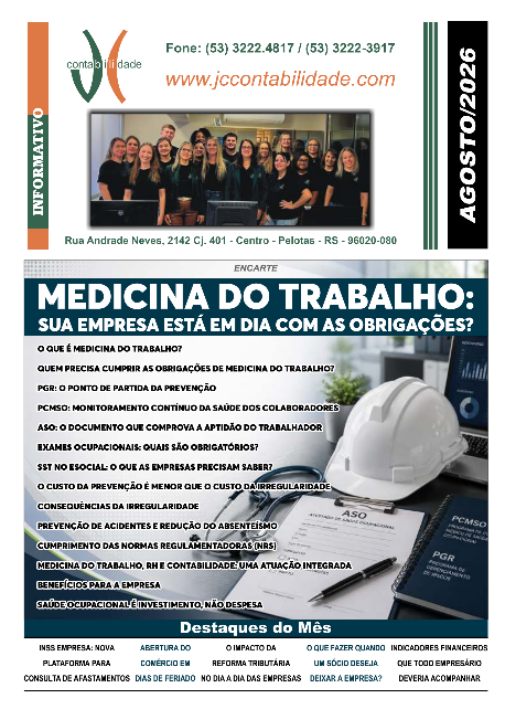 AGOSTO 2026 - JC Escritório de contabilidade  em Pelotas é uma empresa especializada na prestação de serviços contábeis nas áreas fiscal, pessoal, contábil e tributária a mais de 25 anos